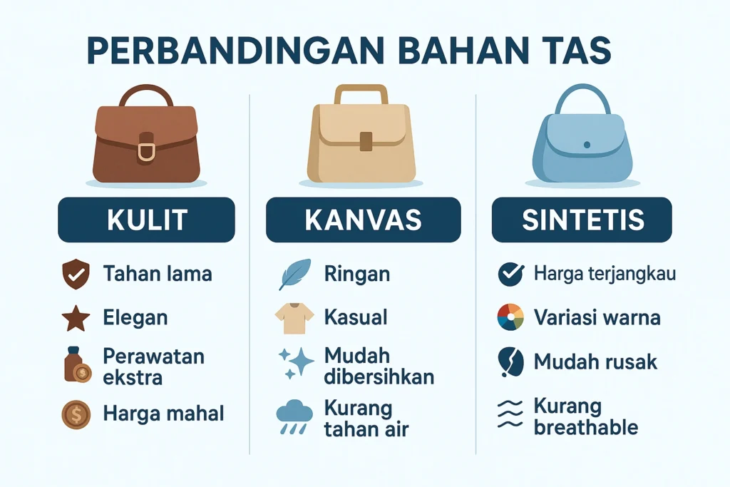 Perbandingan Bahan Tas: Kulit, Kanvas, dan Sintetis